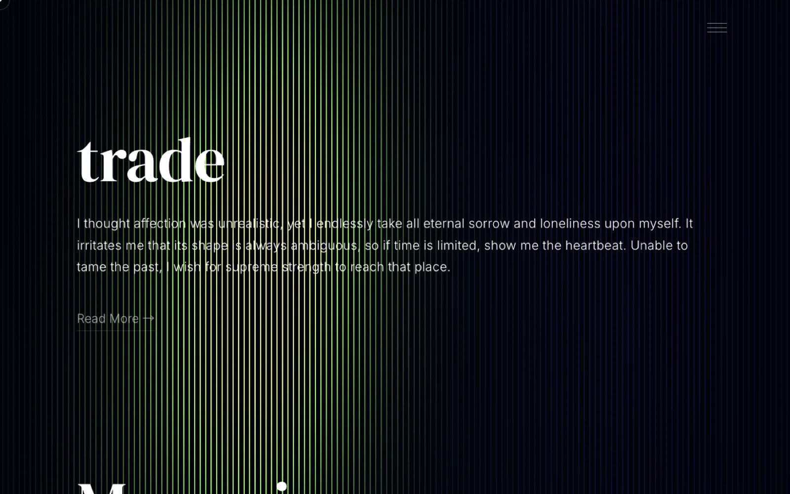 シリーズ「trade」— この区画では筋の奥の光が緑に変わる